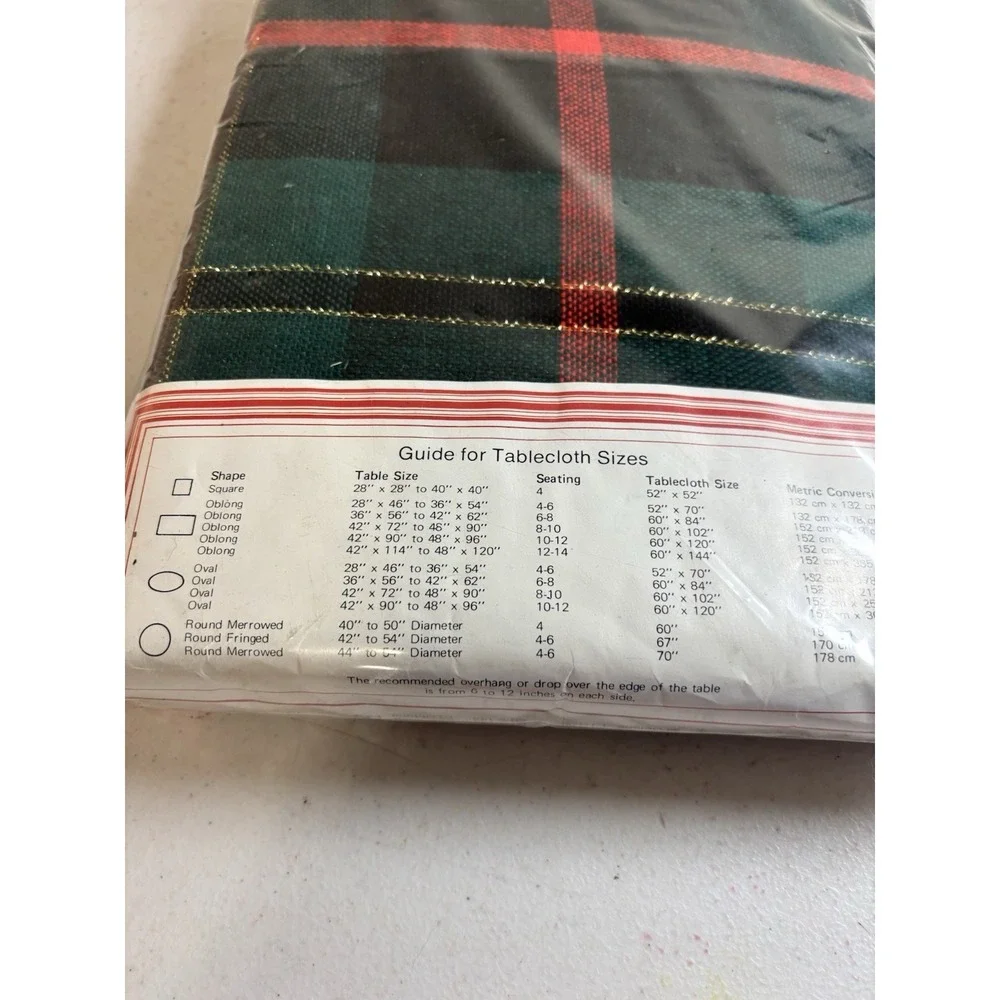 Lintex Balmoral Moire Plaid‎ Tablecloth Red/Green/Golf Oblong 60